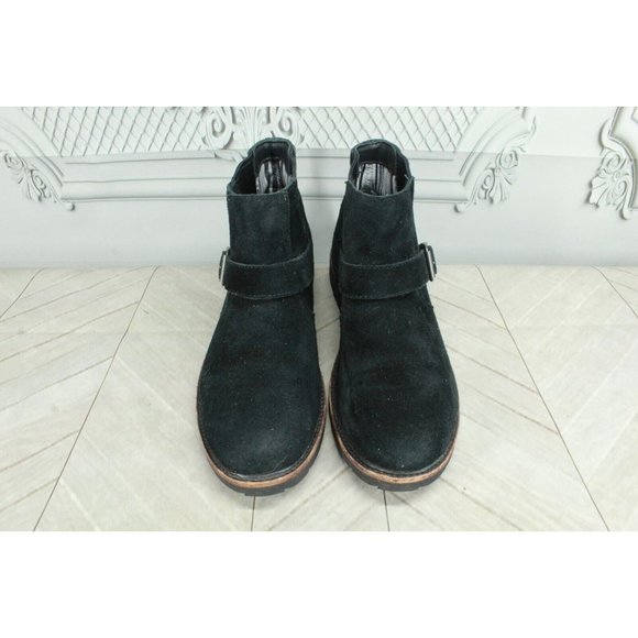 LL Bean Black Suede Slip On Buckled Chelsea Ankle Booties Size 9.5 M - Picture 5 of 8